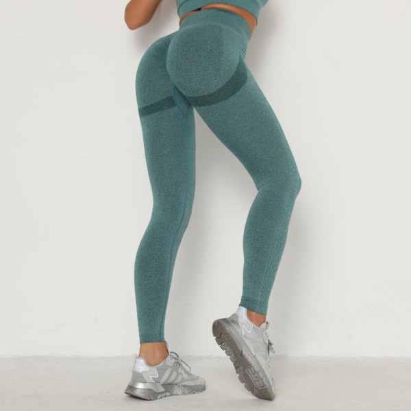 Sport Leggings Hög midja för kvinnor Gym Fitness Workout Sömlösa Yogabyxor grön XL