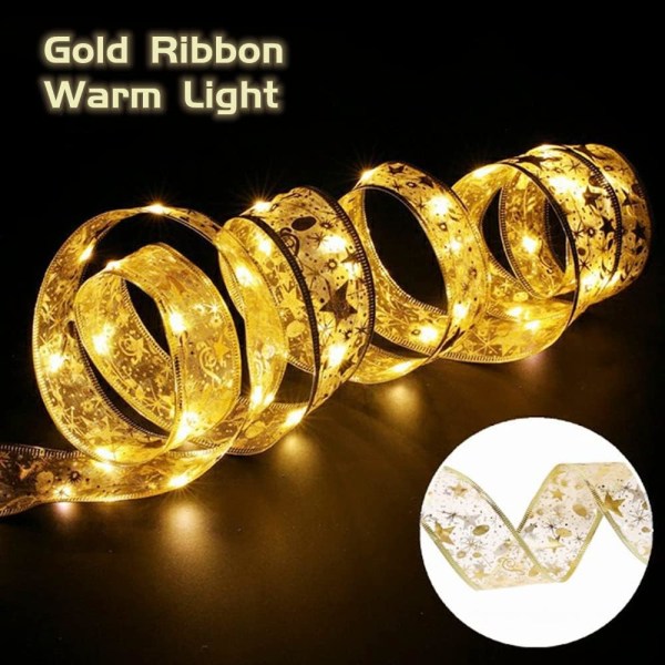 Christmas Tree Ribbon Lights, 5M juldekorationsband, LED Ribbon String Lights, för utomhusjul inomhus (guld-varm vit)