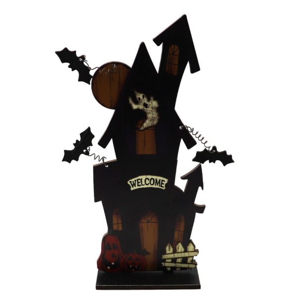 Halloween-dekoration i trä - hängande pumpa, skelett, spindel, fladdermus JM00545