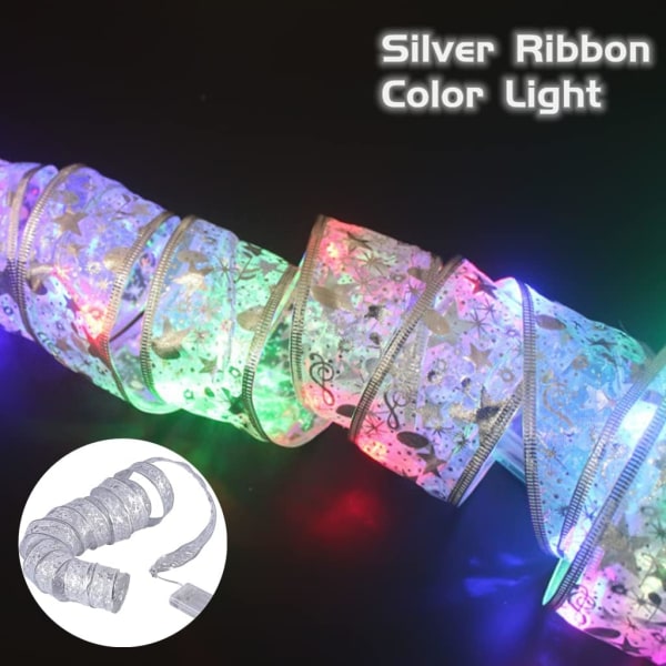 Christmas Tree Ribbon Lights, 5M juldekorationsband, LED Ribbon String Lights, för utomhusjul inomhus (silverfärgad)