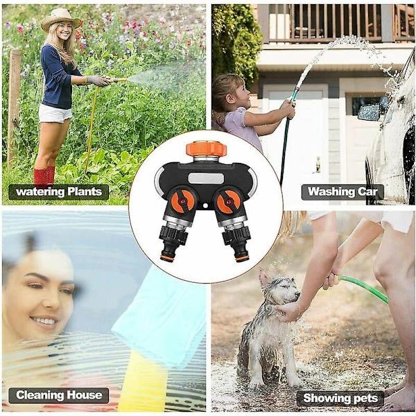 Way Irrigation, Slangesplitter, Slangekobling, Justerbar Vandgennemstrømning, Perfekt til Udendørs Vandhane-AD4-