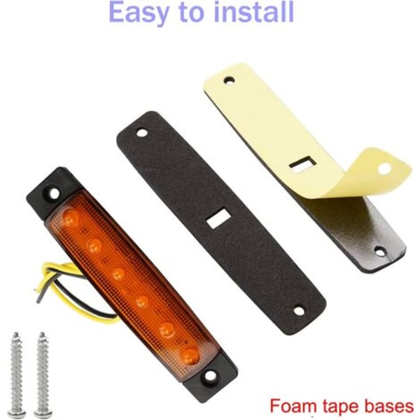10 stk. LED Sidemarkeringslys, 12V 24V LED Positionslys Bag Foran Indikator Sidemarkeringslys (Gul){f2}-AD8-