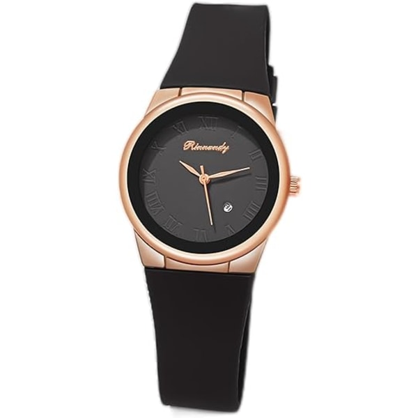 Women's Fashion Simple Roman Face with Calendar Analog Quartz Watch with Comfortable Silicone Strap Watch