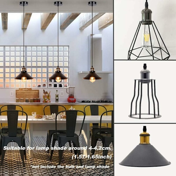 Vintage Edison E27 Sockel Lamphållare, 4 × Taksockel Lampa Bas Retro Lampa Bas Hänglampa Hållare Hänglampa Adapter Antik Mässing-DE