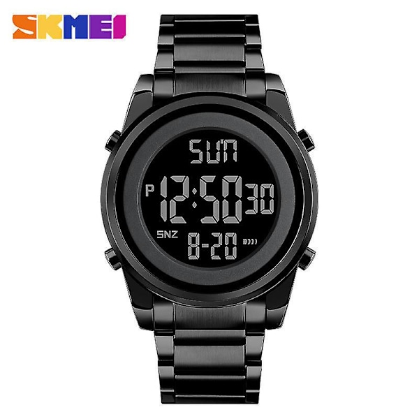 Men's Digital Watch Stainless Steel Band Wrist Watches for Men-black