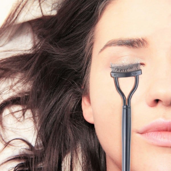 2-pak øjenvippekam Makeup Mascara Separator Metaltænder Øjenvipper Definer med cover til kvinder Mascara -AD6-