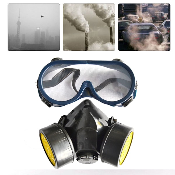 Face Protection Cover Dustproof Protective Glasses Mouth Muffle with Double Gas Cylinder