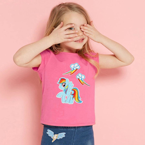 12 st Pony Strykapplikation Söta Djur Enhörning Broderade Märken DIY Kläder och Väskor---AD4-