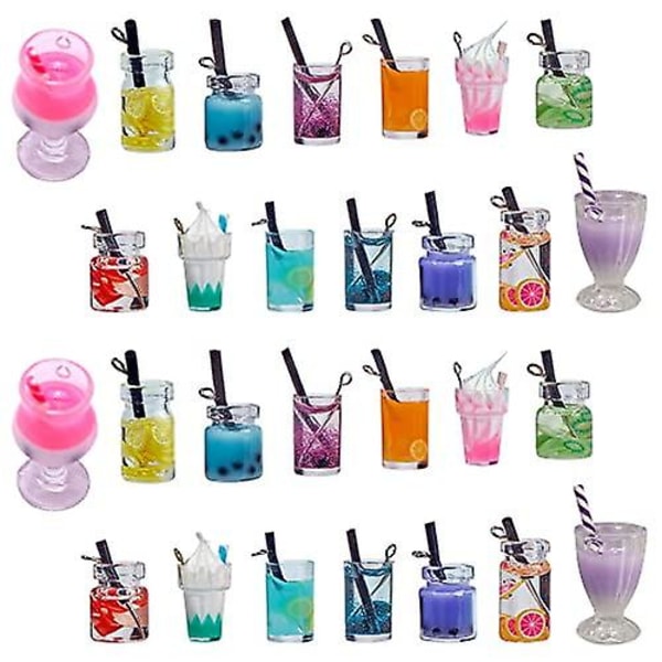52 stk. Boba Tea Charms Melk Te Frukt Bubble Tea Charm Resin Bjørn Dyr 3D Imitasjon Flaske Charms for Smykkelaging-AD4-