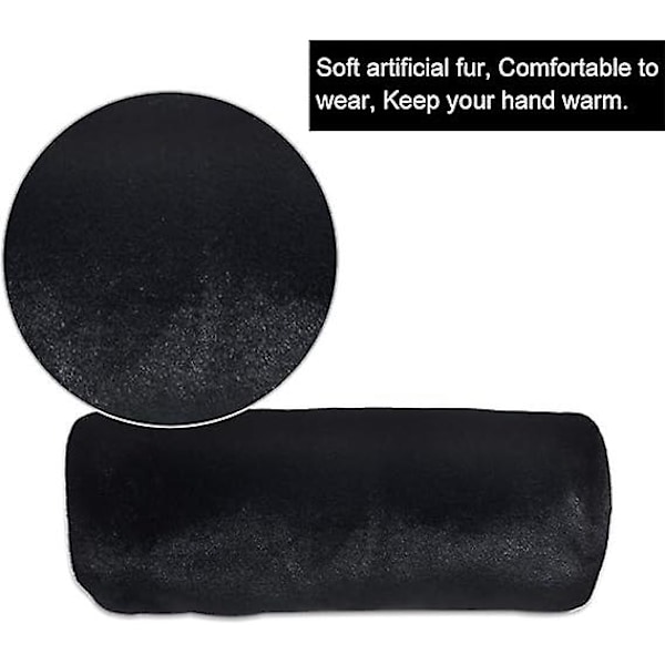 Fuskepels håndmuffer dame varm fuskepels muffer 20*35CM svart-AD4-