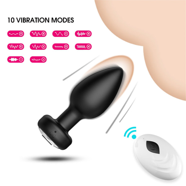 Trådløs fjernkontroll vibrerende masturbasjons silikon butt plug【mo】-AD4-