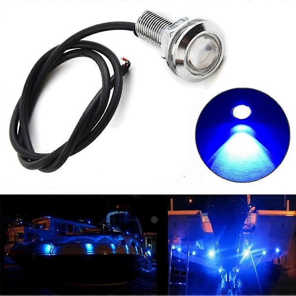 4 stk. Nye DC 12V 3W Blå LED Marinebelysning Bådlamper Spotlighting Lys Bærbar Vandtæt Undervands Bil Lastbil Bådlamper -AD6-