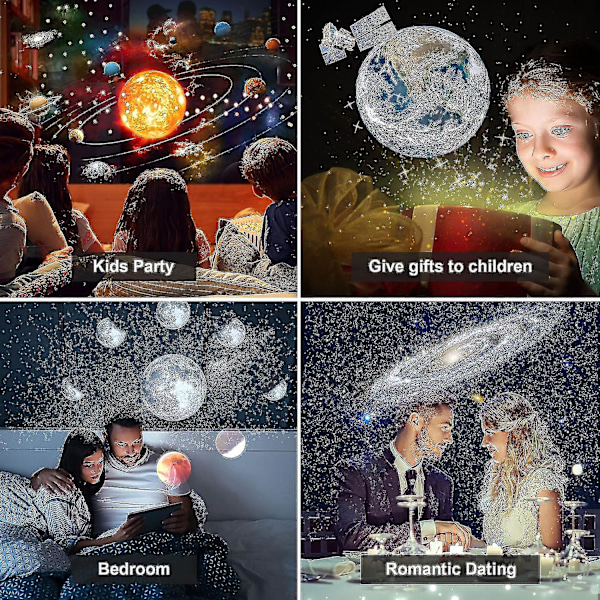 Planetarie Stjerneprojektor, Galakseprojektor, Realistisk Stjernehimmel Natlampe Med 12 Filmdiske, Solsystem Konstellation Måne Til Børneværelse L -FD1-