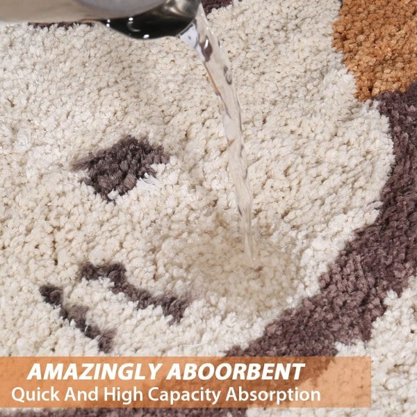Badeværelsesmåtte skridsikker absorberende, kattebillede 46 x 66 cm beige-FD3-