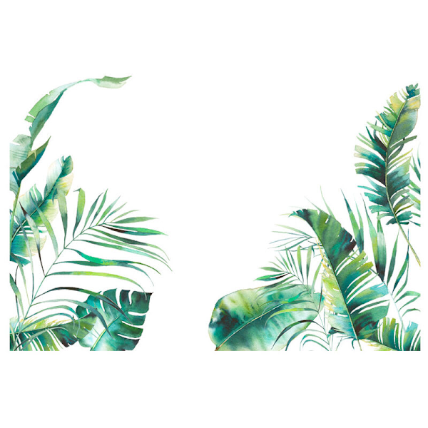 Sæt med tropiske blade, selvklæbende vægstickers, grønne natur jungletræ blade vægdekorationer, vandtætte DIY vægdekorationer for{sl}-AD8-