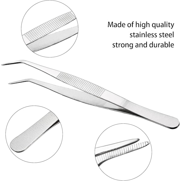 Lange rette pinsetter bøyde pinsetter butte pinsetter rustfritt stål (2 stk) -AD11-