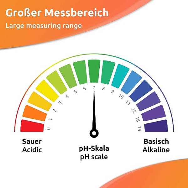 pH 100 teststrimmel, lakmuspapir, måleområde 0-14