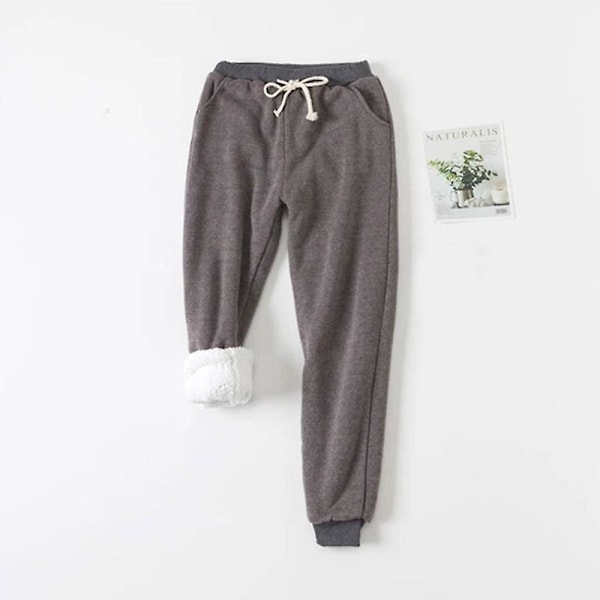 Mukavat Lämpöhousut Syksy Talvi Naisille Fleece Collegehousut Housut Rento Paksu Sametti Löysä Kashmir Tummanharmaa -AD11- Dark Gray XXXL