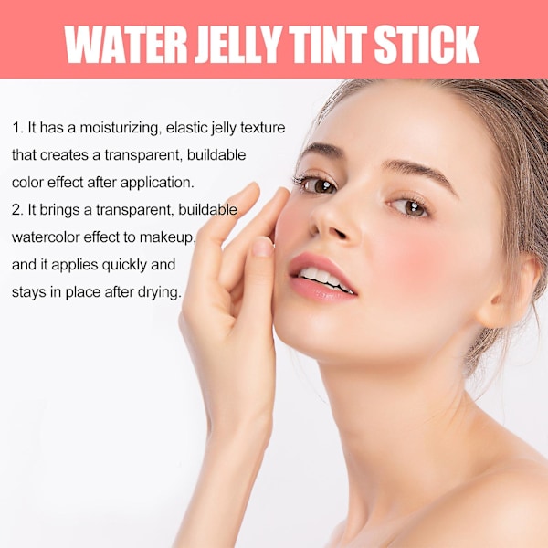4 st Water Jelly Tint Stick, Kylande Water Jelly Tint, Transparent Läpp- & Kindfärg, Byggbar Vattenfärgsfinish, Vegansk, Cruelty Free