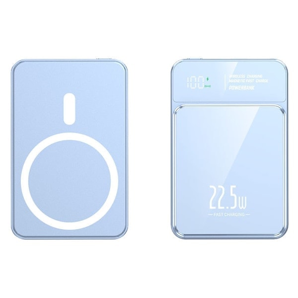 Magnetisk Portabel Laddare 20000 mAh Snabbladdning 22.5W Portabel Powerbank Blå