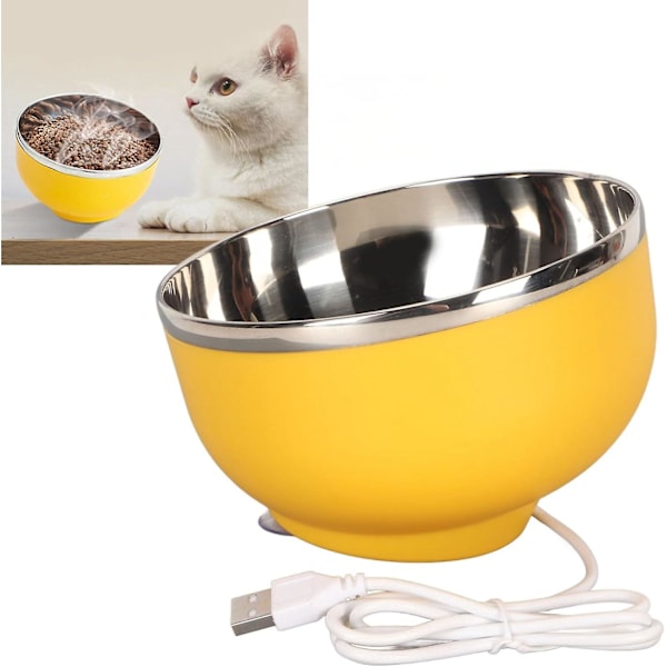 Uppvärmd Vattenskål för Hund & Katt, 450ml Rostfritt Stål Utomhus Uppvärmd Husdjurskål, 5w Termostatisk Uppvärmning Husdjurs Termisk Skål