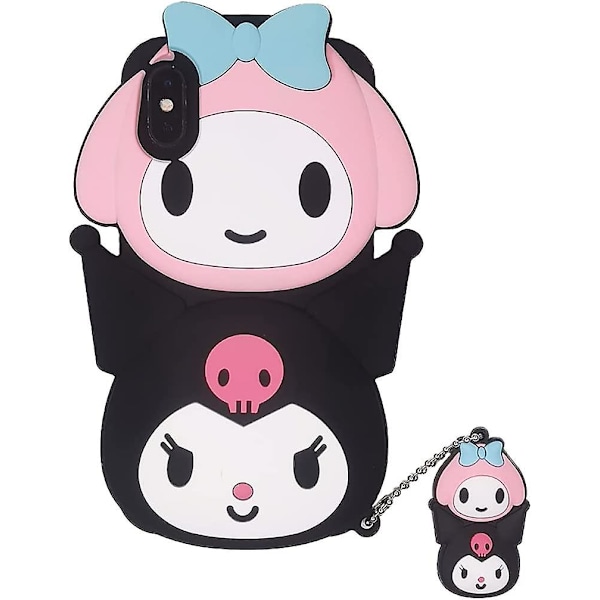 Txgot iPhone XR -kotelo 3D-piirroshahmoilla Kuromi ja My Melody Kawaii söpö hauska hauska silikoninen muotoilu muodikkaat ainutlaatuiset puhelinkotelot (iPhone XR 6,1 tuumaa