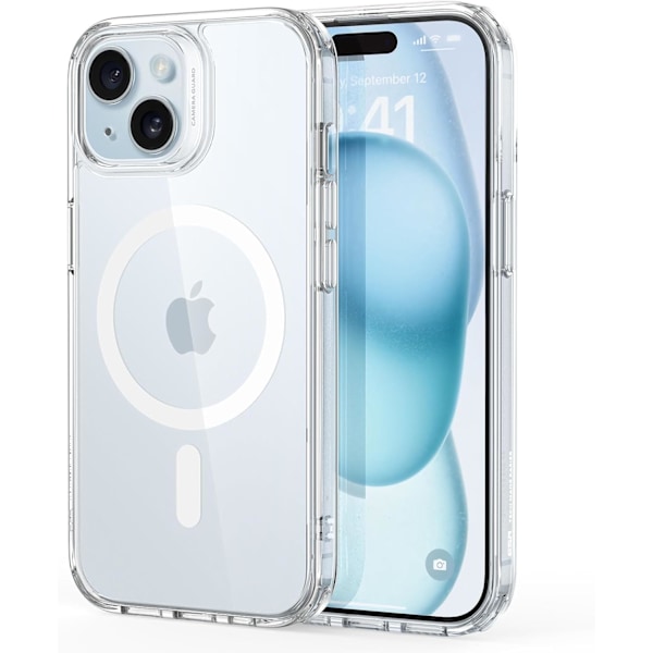 Skal för iP15 Plus, anti-gulning, anti-repor baksida, magnetiskt skal för iP 15 Plus, klassisk serie, transparent iphone 15Plus