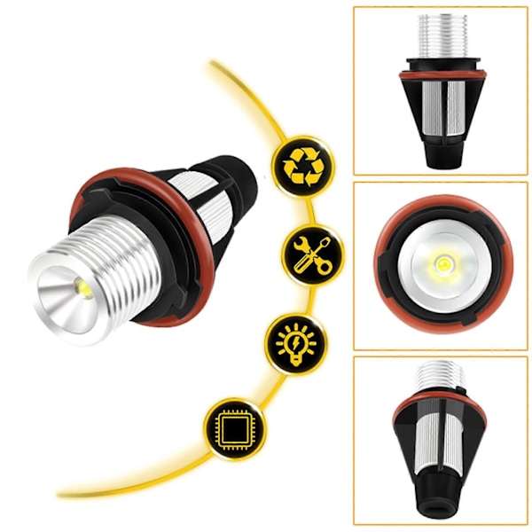 2 stk. 10W Chip LED Angel Eyes Marker Ring Lyspære til E39, E59
