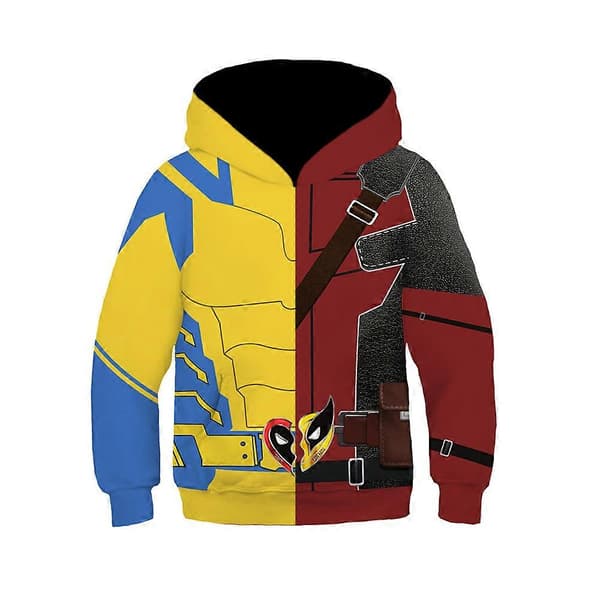 Deadpool & Wolverine Barn Hooded Genser Casual Langarm Gensere Løse Pullover Topper m