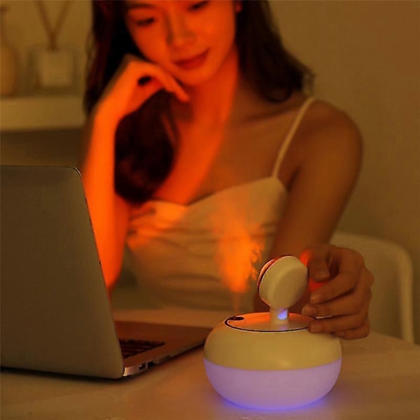 Nattlys 2 i 1 Mini Trådløs Lampe Luftfukter Diffuser Skrivebord Kontor Ta Bilder Rosa