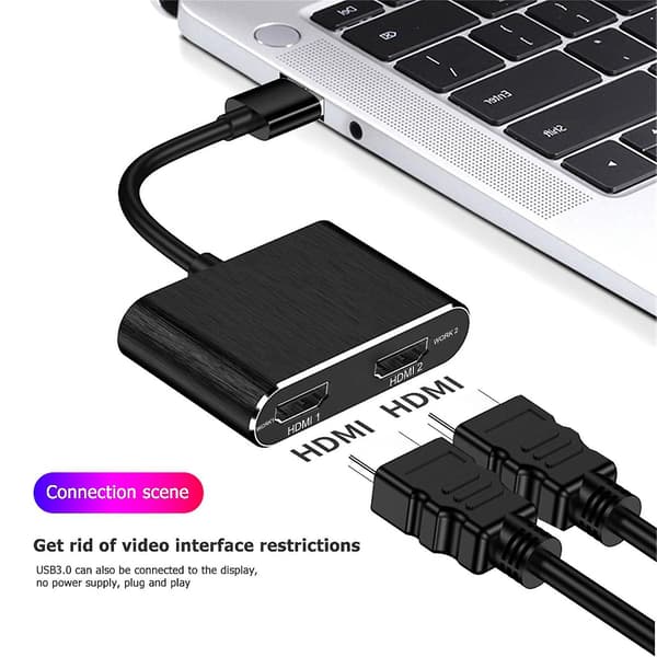 USB 3.0 - Dual HDMI -sovitin Ulkoinen Video Tukee Windowsia