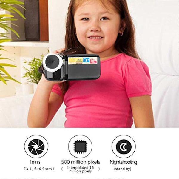 Digitalkamera for barn, 2,0 tommer, støtter 32 GB, 16x zoom, mini DV-videokamera
