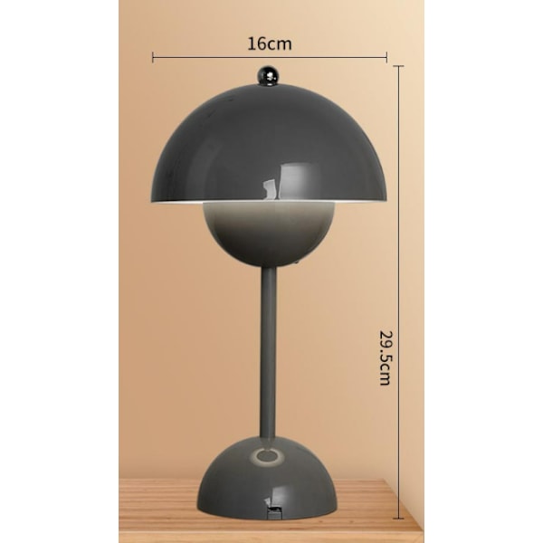 Dansk genopladelig blomsterknopp bordlampe soveværelse natlampe stue dekoration nordisk stil bordlampe - grå