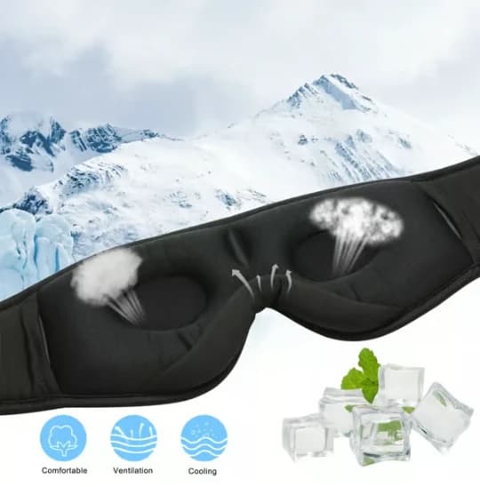 3D-hukommelsesskum sovemaske med Bluetooth-hovedtelefoner og timer | Luksus sovehovedtelefoner, sort