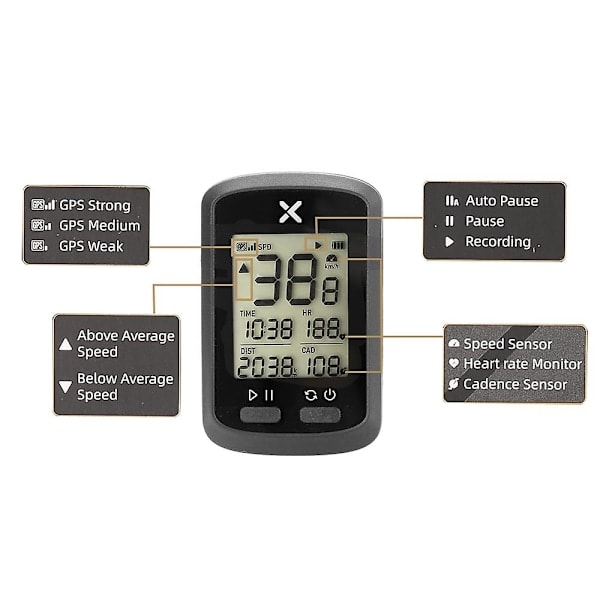 Cykelcomputer G+ Trådløs GPS Speedometer Vandtæt Landevej MTB Cykel Baggrundslys Bluetooth ANT+ med C