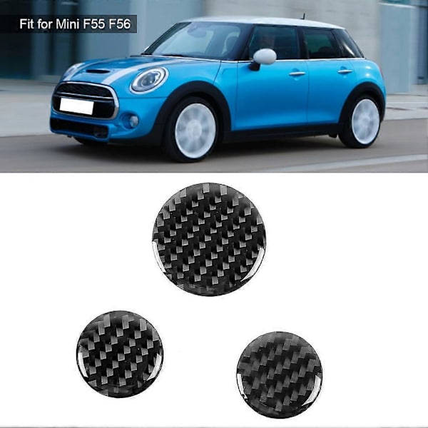 3 st. Kolfiber Multimedia Knoppskydd Dekor för Mini F55 F56 (Vänsterstyrning)