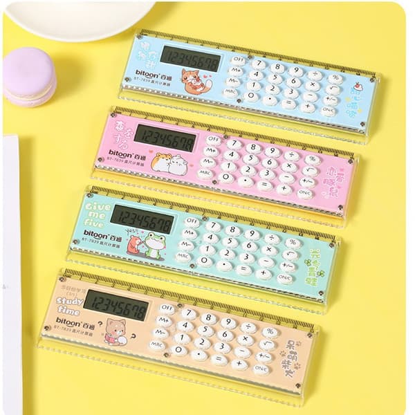Linjalräknare tecknad studentmaterial brevpapper linjal mini elektronisk presenträknare