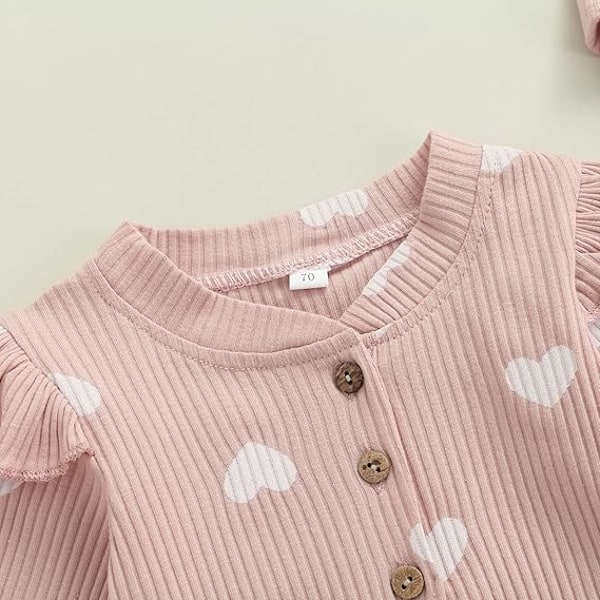 Nyfödd Baby Flicka Kläder Volang Långärmad Onesie Bodysuit Hårband 2-delars Set Kläder