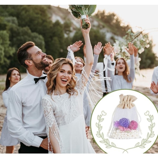 Organza Gaveposer, 30 stk. Bryllupssmykkeposer, 10x15 cm Jute Gaveposer med Snøre, Mesh Slikposer, Bryllup, Fest Smykkeposer