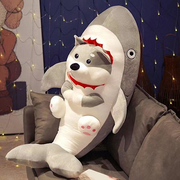 45cm Plyschleksak Hajhund Fylld Djurdocka Sällskapspälsdjur Soffa Ornament Rolig Hajkatt Fylld Dockleksak