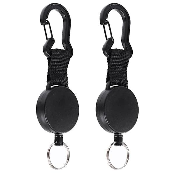 2st Utomhus Anti-förlorad Nyckelring Hög Elastisk Spänne Camping Elastisk Nyckelring Bergsklättringstillbehör (14.3x4.8cm, Svart)
