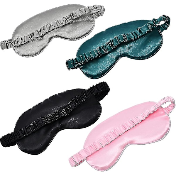 Sovmask 4-pack Sidenögonmask Mjuk Satinögonmask Elastiskt Band Nattögonmask Resesömn Lämplig för Män och Kvinnor