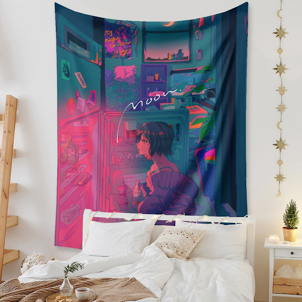 Wekity Anime Tapestry Æstetisk Kunst Hjem Baggrundstof Dekoration Gave Boho Tapestry til Stue Soveværelse Dekoration (614-29, 59 X 79 tommer)