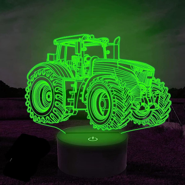 3D Lastebil Traktor Bil Nattlys Bordskrive Optisk Illusjon Lamper 7 Farge Skiftende Lys LED Bordlampe Jul Hjem Kjærlighet Bursdag Barn Dekor Gave
