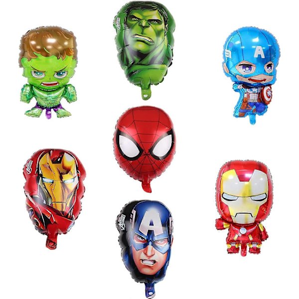 7 st Superhjälteballonger ZHULIA-Avengers Superhjälte Tema Folieballonger för Barnkalas Dekoration, Perfekt Fest