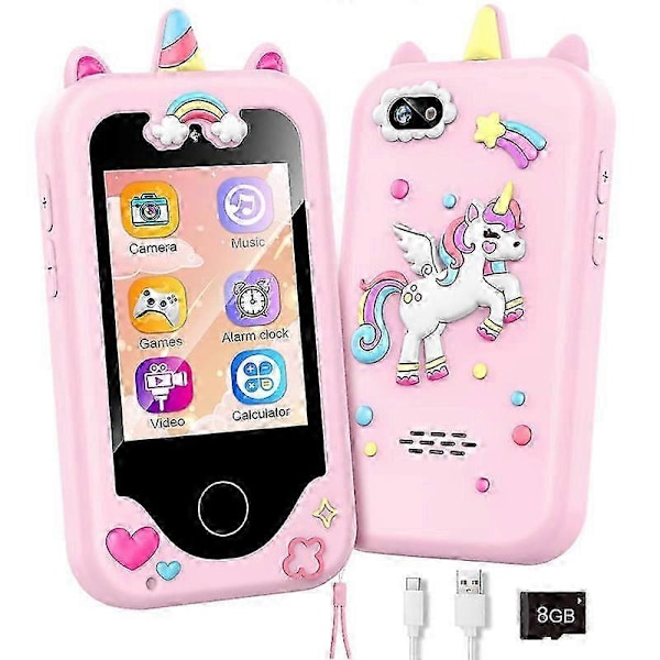Barnens Smarttelefon Leksaker för Flickor och Pojkar 3-8 År, Småbarns Lärleksak Soft Pink