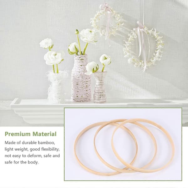 Træringe, Bambus Blomster Hoops Kransringe Makrame Hoop Ringe til DIY Bryllup Jul Krans, D