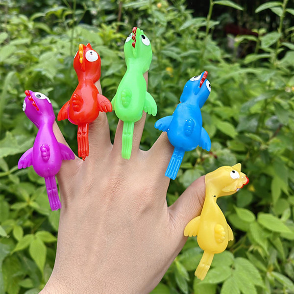 5-pack Kycklingkastare Leksak Hög Elastisk Stretch Klibbig Mjuk TPR Stressavlastning Säker Kalkon Kastare Finger Leksak Barnpresent