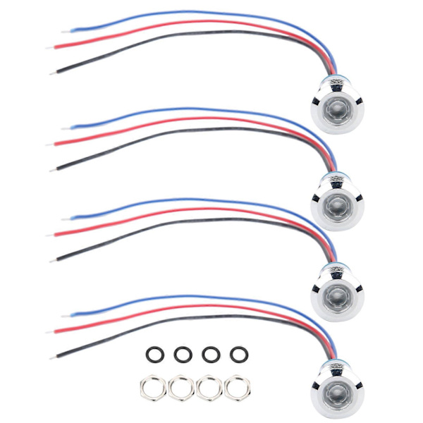 For 4 Sæt Indikator LED Lys Vandafvisende Fælles Anode Industrielle Kontrolkomponenter 12mm 110-220V Rød og Blå