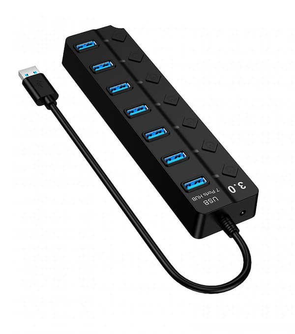 7-ports High-speed Usb3.0 Hub med Uafhængig Switch Usb Forlænger Computer Hub Splitter